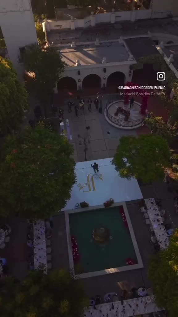 Aerial view wedding reception thumbnail
